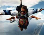 tandem skydiving over the island